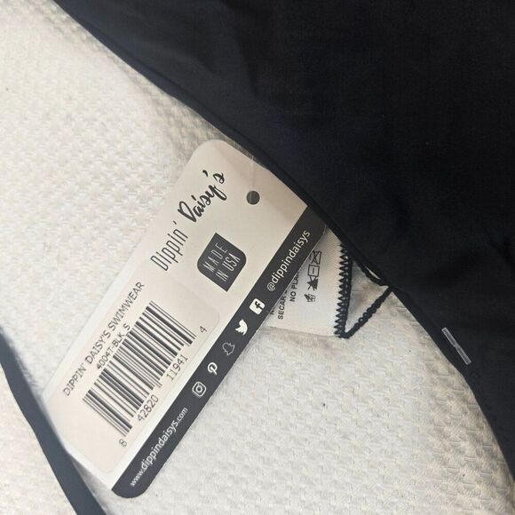 New Dippin Daisy Triangle Bikini Top Lace-Up Front Womens Size S Black - Picture 3 of 4